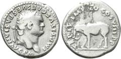 Roman Imperial Coins TITUS (79-81). Denarius. Rome. Obv: IMP TITVS CAES VESPASIAN AVG P M. Laureate head right. Rev: TR P IX IMP XV COS VIII P P. Elephant advancing left. RIC² 115. Condition: Good fin