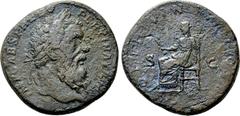Roman Imperial Coins PERTINAX (193). Sestertius. Rome. Obv: IMP CAES P HELV PERTINAX AVG. Laureate head right. Rev: OPI DIVIN TR P COS II / S - C. Ops seated left on throne, holding grain ears. RIC 20