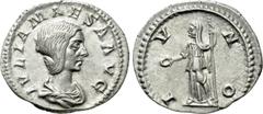 Roman Imperial Coins JULIA MAESA (Augusta, 218-224/5). Denarius. Rome. Obv: IVLIA MAESA AVG. Draped bust right. Rev: IVNO. Juno standing left, holding patera and sceptre. RIC 254 (Elagabalus). Incredi