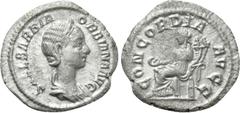 Roman Imperial Coins ORBIANA (Augusta, 225-227). Denarius. Rome. Obv: SALL BARBIA ORBIANA AVG. Draped bust right, wearing stephane. Rev: CONCORDIA AVGG. Concordia seated left on throne, holding patera