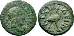 Roman Provincial Coins THRACE. Anchialus. Maximinus Thrax (235-238). Ae. Obv: Laureate head right. Rev: AΓXIAΛEΩN. Ostrich advancing right. Cf. Varbanov 510-1. Condition: Very fine. Weight: 3.6 g. Dia
