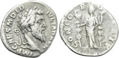 Roman Imperial Coins DIDIUS JULIANUS (193). Denarius. Rome. Obv: IMP CAES M DID IVLIAN AVG. Laureate head right. Rev: CONCORD MILIT. Concordia standing left, holding aquila and signum. RIC 1. Conditio