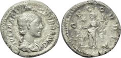 Roman Imperial Coins AQUILIA SEVERA (Augusta, 220-221 & 221-222). Denarius. Rome. Obv: IVLIA AQVILIA SEVERA AVG. Draped bust right. Rev: CONCORDIA. Concordia standing left, holding double cornucopia a