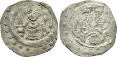 Medieval Coins GERMANY. Regensburg. Ludwig I (Duke, 1183-1231). Pfennig. Obv: Facing bust, holding sword in each hand; all within border of rosettes. Rev: Facing head; above, two lions standing facing