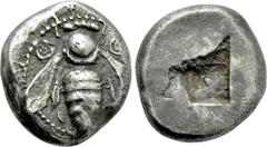 Greek Coins IONIA. Ephesos. Drachm (Circa 500-420 BC). Obv: Bee; tendrils above. Rev: Quadripartite incuse square. SNG Kayhan I 120. Condition: Good very fine. Weight: 3.6 g. Diameter: 13 mm.