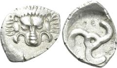 Greek Coins DYNASTS OF LYCIA. Perikles (Circa 380-360 BC). Tetrobol. Uncertain mint, possibly Limyra. Obv: Facing scalp of lion. Rev: Triskeles within incuse circle. Müseler VIII.47-51; SNG von Aulock