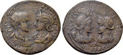 Roman Provincial Coins CILICIA. Seleucia ad Calycadnum. Gordian III with Tranquillina (238-244). Ae. Obv: Draped busts of Gordian, radiate and cuirassed, and Tranquillina, wearing stephane, facing one