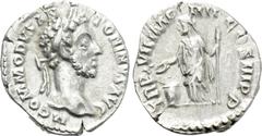 Roman Imperial Coins COMMODUS (177-192). Denarius. Rome. Obv: M COMMODVS ANTONINVS AVG. Laureate head right. Rev: TR P VII IMP IIII COS III P P. Salus standing left, holding sceptre and feeding serpen