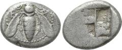 Greek Coins IONIA. Ephesos. Drachm (Circa 500-420 BC). Obv: E - Φ. Bee. Rev: Quadripartite incuse square. SNG Kayhan 120 ff. Condition: Very fine. Weight: 3.27 g. Diameter: 14 mm.