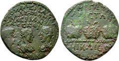 Roman Provincial Coins BITHYNIA. Nicaea. Valerian I, Gallienus and Valerian II (253-260). Ae. Obv: AYT OYAΛEPIANOC ΓAΛΛIHNOC OYAΛEPIANOC KAI / CEBB. Radiate and draped busts of the three emperors faci