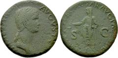Roman Imperial Coins ANTONIA II (Augusta, 37 & 41). Dupondius. Rome. Obv: ANTONIA AVGVSTA. Draped bust right. Rev: TI CLAVDIVS CAESAR AVG P M TR P IMP / S - C. Claudius standing left, holding simpulum