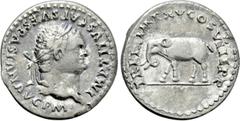 Roman Imperial Coins TITUS (79-81). Denarius. Rome. Obv: IMP TITVS CAES VESPASIAN AVG P M. Laureate head right. Rev: TR P IX IMP XV COS VIII P P. Elephant advancing left. RIC² 115. Condition: Good ver