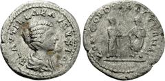 Roman Imperial Coins PLAUTILLA (Augusta, 202-205). Denarius. Contemporary imitation of Rome. Obv: PLAVTILLAE AVGVSTAE. Draped bust right. Rev: CONCORDIAE AETERNAE. Caracalla and Plautilla standing fac