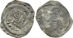 Medieval Coins GERMANY. Regensburg. Konrad IV (1204-1226). Pfennig. Obv: Facing bust, holding sword in each hand. Rev: Rough incuse. Cf. Grün 64, lot 3801. Condition: Extremely fine. Weight: 0.99 g. D