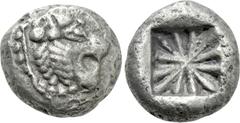Greek Coins DYNASTS OF LYCIA. Uncertain dynast (Circa 500 BC). Stater. Uncertain mint. Obv: Head of lion right. Rev: Floral pattern within incuse square. Cf. Müseler I,1-2 (design of incuse pattern); 