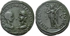 Roman Provincial Coins MOESIA INFERIOR. Tomis. Gordian III with Tranquillina (238-244). Ae Tetrakaihemiassarion. Obv: AVT K M ANTΩNIOC ΓOPΔIANOC / CABINIA TPANKVΛINA. Draped busts of Gordian, laureate