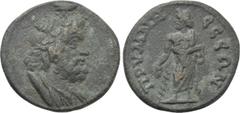 Roman Provincial Coins PHRYGIA. Prymnessus. Pseudo-autonomous. Time of Balbinus & Pupienus (238). Ae. Obv: Draped bust of Serapis right, wearing calathus. Rev: ΠΡVΜΝΗϹϹЄΩΝ. Asklepios standing facing, 