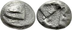 Greek Coins PAPHLAGONIA. Sinope. Drachm(?) (Circa 490-425 BC). Obv: Head of sea-eagle left. Rev: Quadripartite incuse square with two opposing quarters filled, the others stippled and with pellet. SNG