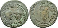 Roman Provincial Coins THRACE. Anchialus. Gordian III with Tranquillina (238-244). Ae. Obv: AVT K M ANT ΓOPΔIANOC AVΓ CEB / TPANKVΛ[...]. Draped busts of Gordian, laureate and cuirassed, and Tranquill