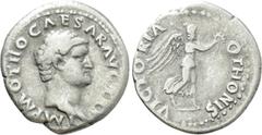 Roman Imperial Coins OTHO (69). Denarius. Rome. Obv: IMP M OTHO CAESAR AVG TR P. Bare head right. Rev: VICTORIA OTHONIS. Victory advancing right, holding wreath and palm frond. RIC² 14. Condition: Goo
