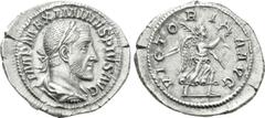 Roman Imperial Coins MAXIMINUS THRAX (235-238). Denarius. Rome. Obv: IMP MAXIMIANVS PIVS AVG. Laureate, draped and cuirassed bust right. Rev: VICTORIA AVG. Victory advancing right, holding wreath and 