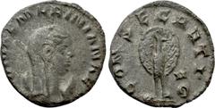 Roman Imperial Coins DIVA MARINIANA (Died before 253). Antoninianus. Rome. Struck under Valerian I. Obv: DIVAE MARINIANAE. Veiled and draped bust right, set upon crescent. Rev: CONSECRATIO. Peacock st