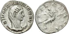 Roman Imperial Coins DIVA MARINIANA (Died before 253). Antoninianus. Viminacium. Struck under Valerian I. Obv: DIVAE MARINIANAE. Veiled and draped bust right, set upon crescent. Rev: CONSECRATIO. Mari