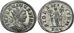 Roman Imperial Coins CARINUS (283-285). Antoninianus. Rome. Obv: IMP CARINVS P F AVG. Radiate, draped and cuirassed bust right. Rev: FIDES MILITVM / KAЄ. Fides standing facing, head left, holding sign