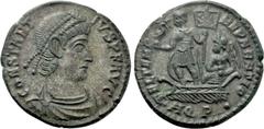 Roman Imperial Coins CONSTANTIUS II (337-361). Ae. Aquileia. Obv: CONSTANTIVS P F AVG. Diademed, draped and cuirassed bust right. Rev: FEL TEMP REPARATIO / AQP•. Constantius, holding labarum and crown