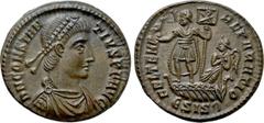 Roman Imperial Coins CONSTANTIUS II (337-361). Ae. Siscia. Obv: D N CONSTANTIVS P F AVG. Diademed, draped and cuirassed bust right. Rev: FEL TEMP REPARATIO / ЄSISɂ. Constantius, holding labarum and cr