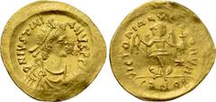 Byzantine Coins JUSTINIAN I (527-565). GOLD Tremissis. Constantinople. Obv: D N IVSTINIANVS P P AVG. Diademed, draped and cuirassed bust right. Rev: VICTORIA AVGVSTORVM / CONOB. Victory advancing righ
