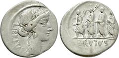 Roman Republican Coins Q. SERVILIUS CAEPIO (M. JUNIUS) BRUTUS. Denarius (54 BC). Rome. Obv: LIBERTAS. Head of Libertas right. Rev: BRVTVS. The consul L. Junius Brutus advancing left between two lictor