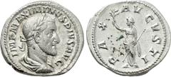 Roman Imperial Coins MAXIMINUS THRAX (235-238). Denarius. Rome. Obv: IMP MAXIMINVS PIVS AVG. Laureate, draped and cuirassed bust right. Rev: PAX AVGVSTI. Pax standing left, holding branch and sceptre.