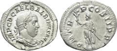 Roman Imperial Coins BALBINUS (238). Denarius. Rome. Obv: IMP C D CAE L BALBINVS AVG. Laureate, draped and cuirassed bust right. Rev: P M TR P COS II P P. Balbinus standing left, holding branch and pa