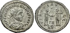 Roman Imperial Coins NUMERIAN (283-284). Antoninianus. Tripolis. Obv: IMP C M AVR NVMERIANVS P F AVG. Radiate, draped and cuirassed bust right. Rev: VIRTVS AVGG / XXI. Carus standing right, presenting