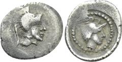 Greek Coins LYCIA. Patara. Hemiobol (Circa late 5th century BC). Obv: Helmeted head of Athena right. Rev: Head of Hermes right, wearing winged petasos; all within beaded circle within incuse circle. C