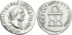 Roman Imperial Coins TITUS (79-81). Denarius. Rome. Obv: IMP TITVS CAES VESPASIAN AVG P M. Laureate head right. Rev: TR P IX IMP XV COS VIII P P. Curule chair surmounted by wreath. RIC² 108. Condition