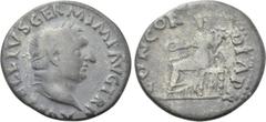 Roman Imperial Coins VITELLIUS (69). Denarius. Rome. Obv: A VITELLIVS GERM IMP AVG TR P. Laureate head right. Rev: CONCORDIA P R. Concordia seated left on throne, holding patera and cornucopia. RIC² 9