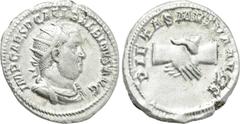 Roman Imperial Coins BALBINUS (238). Antoninianus. Rome. Obv: IMP CAES D CAEL BALBINVS AVG. Radiate, draped and cuirassed bust right. Rev: PIETAS MVTVA AVGG. Clasped hands. RIC 12. Condition: Good ver