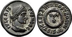 Roman Imperial Coins CRISPUS (Caesar, 316-326). Follis. Siscia. Obv: IVL CRISPVS NOB C. Laureate head right. Rev: CAESARVM NOSTRORVM. VOT / X in two lines within wreath; ΔSIS (sun). RIC 181. Condition
