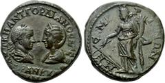 Roman Provincial Coins THRACE. Mesembria. Gordian III with Tranquillina (238-244). Ae. Obv: AVT K M ANT ΓOPΔIANOC AVΓ CEB / TPANKVΛΛINA. Draped busts of Gordian, laureate and cuirassed, and Tranquilli