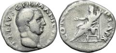 Roman Imperial Coins VITELLIUS (69). Denarius. Rome. Obv: A VITELLIVS GERMANICVS IMP. Bare head right. Rev: CONCORDIA PR. Concordia seated left on throne, holding patera and cornucopia. RIC² 66. Condi