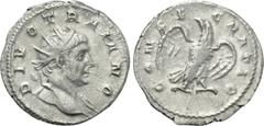 Roman Imperial Coins DIVUS TRAJAN (Died 117). Antoninianus. Rome. Struck under Trajanus Decius. Obv: DIVO TRAIANO. Radiate bust right, with slight drapery. Rev: CONSECRATIO. Eagle standing right, head