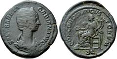 Roman Imperial Coins ORBIANA (Augusta, 225-227). Sestertius. Rome. Obv: SALL BARBIA ORBIANA AVG. Draped bust right, wearing stephane. Rev: CONCORDIA AVGVSTORVM / S C. Concordia seated left on throne, 