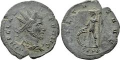 Roman Imperial Coins CLAUDIUS II GOTHICUS (268-270). Antoninianus. Cyzicus. Obv: IMP CLAVDIVS P F AVG. Radiate, draped and cuirassed bust right; three pellets below. Rev: VIRTVS AVG / SPQR. Virtus sta