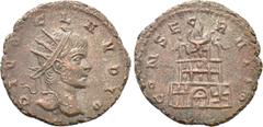 Roman Imperial Coins DIVUS CLAUDIUS II GOTHICUS (Died 270). Antoninianus. Cyzicus. Struck under Quintillus. Obv: DIVO CLAVDIO. Radiate head right; three pellets below. Rev: CONSECRATIO. Three-tiered f