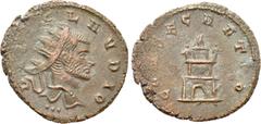 Roman Imperial Coins DIVUS CLAUDIUS II GOTHICUS (Died 270). Antoninianus. Cyzicus. Struck under Quintillus. Obv: DIVO CLAVDIO. Radiate head right; three pellets below. Rev: CONSECRATIO. Three-tiered f