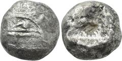 Greek Coins LYCIA. Phaselis. Stater (Circa 530-500 BC). Obv: Prow of galley right, terminating in forepart of boar. Rev: Rough incuse square. Heipp-Tamer series 3. Condition: Good fine. Weight: 10.75 