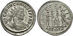 Roman Imperial Coins CARINUS (283-285). Antoninianus. Siscia. Obv: IMP C M AVR CARINVS P F AVG. Radiate and cuirassed bust right. Rev: VOTA PVBLICA / SMSXXIA. Carus and Carinus, each holding signum an
