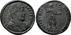 Roman Imperial Coins JOVIAN (363-364). Ae. Thessalonica. Obv: D N IOVIANVS P F P P AVG. Diademed, draped and cuirassed bust right. Rev: VICTORIA ROMANORVM / •TESB•. Jovian standing facing, head right,